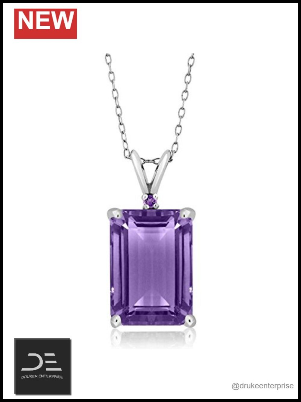 7.12 Cttw Amethyst Pendant Necklace 925 Silver Emerald Cut